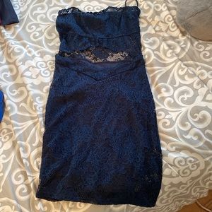 navy blue lace mini dress